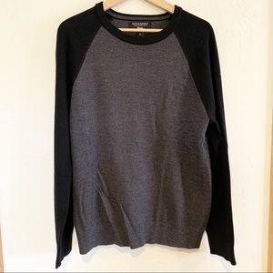 Men’s Banana Republic Black & Gray Baseball Sweater Italian Merino Yarn Baruffa